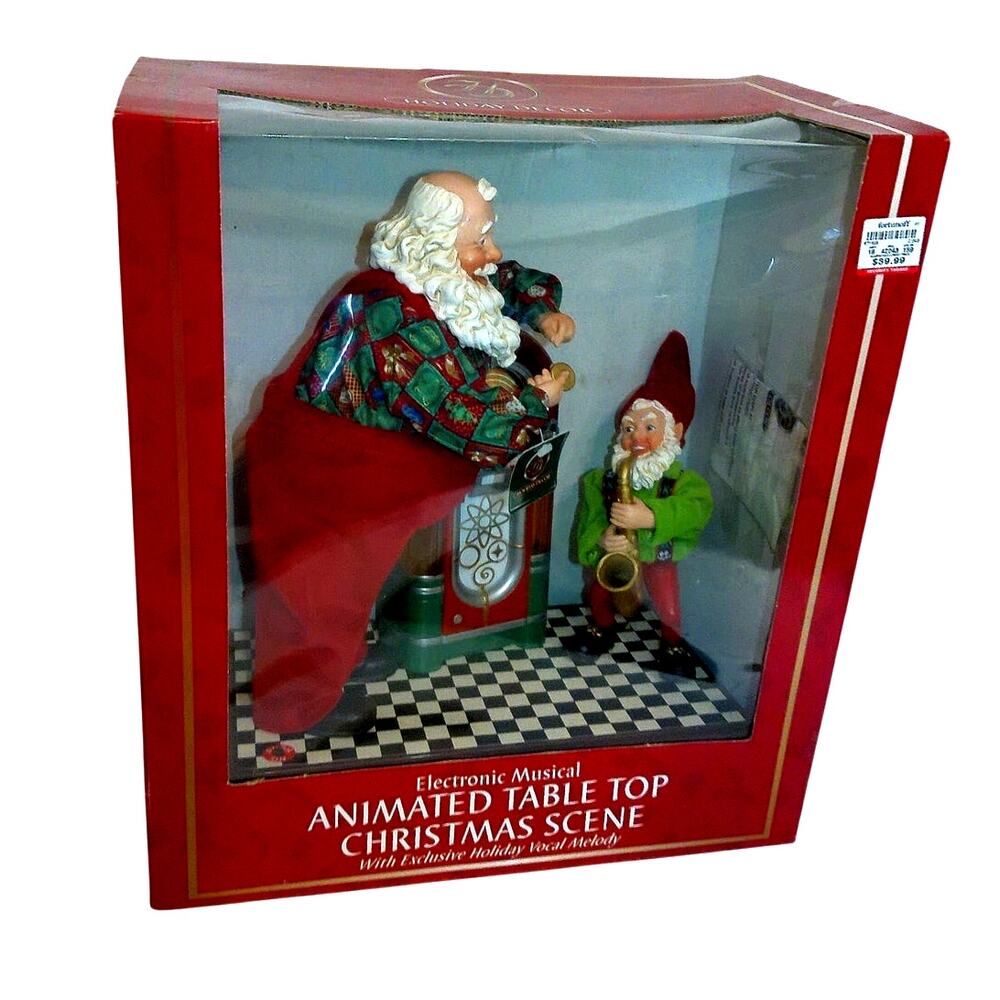 Vintage Telco Motion-ettes Animated Musical Santa Elf Jukebox Christmas Scene